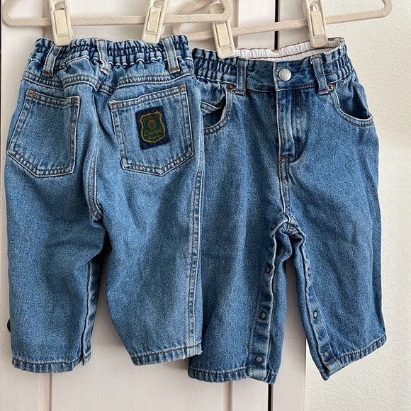Vintage Other - 2 Vintage Old Navy Baby 6-12 Relaxed Denim Jeans Button Snap